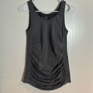 Isabel Maternity by Ingrid & Isabel Gray Ruched Side Tank Top M/L Heathered Gray